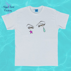 T-shirt unisexe brodé yeux de Hisoka, 100 % coton