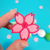 SAKURA ROSE FONCE Patch brodé thermocollant kawaii fleur de cerisier japonais