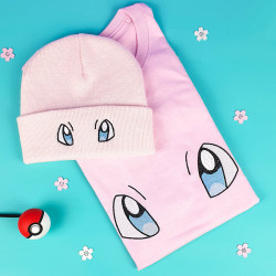 Bonnet à revers broderie yeux créature psy kawaii