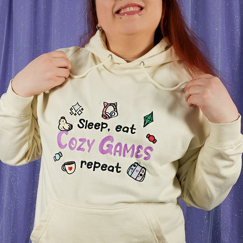 Hoodie brodé - COZY GAMES - Broderie pailletée 🎮✨