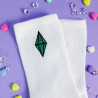 DIAMANT Chaussettes blanches brodées kawaii diamant vert à paillettes geek cozy games gaming