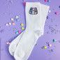 Chaussettes brodées blanches - MANETTE - Broderie pailletée 🎮✨ Chaussettes brodées blanches - MANETTE - Broderie pailletée 🎮✨
