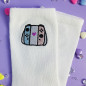 Chaussettes brodées blanches - MANETTE - Broderie pailletée 🎮✨ Chaussettes brodées blanches - MANETTE - Broderie pailletée 🎮✨