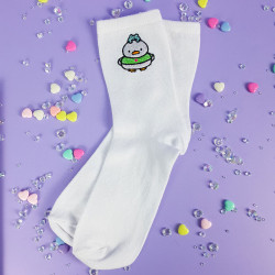 chaussettes adulte coton brodées Waffle et Pepper canard à paillettes mignon grenouille à paillettes kawaii