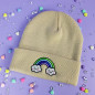 Bonnet à revers brodé - ARC EN CIEL - Broderie pailletée 🌈✨ Bonnet à revers brodé - ARC EN CIEL - Broderie pailletée 🌈✨