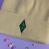 Bonnet à revers brodé - DIAMANT VERT - Broderie pailletée 💎✨