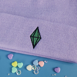 DIAMANT Bonnet brodé à revers kawaii diamant vert à paillettes geek cozy games gaming