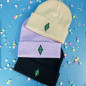 Bonnet à revers brodé - DIAMANT VERT - Broderie pailletée 💎✨ Bonnet à revers brodé - DIAMANT VERT - Broderie pailletée 💎✨