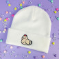 Bonnet à revers brodé - POULE - Broderie pailletée 🐔✨ Bonnet à revers brodé - POULE - Broderie pailletée 🐔✨