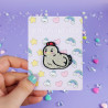 Pin's poule kawaii broderie crête rouge brillant, attache en acier inoxydable