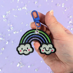 porte-clés arc en ciel kawaii à paillettes