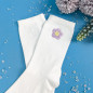 Chaussettes brodées blanches - MINI FLEUR LILAS - Taille unique (39/41) 🌼💜