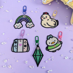 porte-clés mignons geek stardew valley plumbob animaux à paillettes arc en ciel