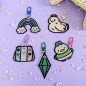 Porte-clés brodé - DIAMANT VERT - Broderie pailletée 💎✨ Porte-clés brodé - DIAMANT VERT - Broderie pailletée 💎✨