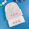 bonnets brodés fleurs de cerisier rose pastel