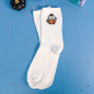 Chaussettes brodées blanches - WAFFLE CITROUILLE - Broderie pailletée 🎃