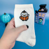 Chaussettes brodées Halloween canard déguisé en citrouille