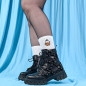 Chaussettes brodées blanches - WAFFLE CITROUILLE - Broderie pailletée 🎃