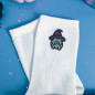 Chaussettes brodées blanches - PEPPER SORCIERE - Broderie pailletée 🧙‍♀️