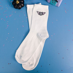 Chaussettes chauve-souris kawaii Halloween, broderie mignonne