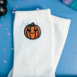 Chaussettes brodées blanches - CITROUILLE - Taille unique (39/41) 🎃