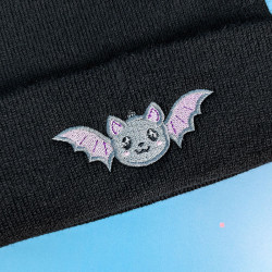 Bonnet brodé unisexe adulte avec chauve-souris kawaii pour Halloween