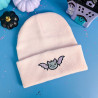 Bonnet brodé chauve-souris kawaii Halloween, disponible en lavande, noir et rose pastel