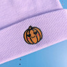 Bonnet lavande avec broderie citrouille kawaii, parfait pour Halloween