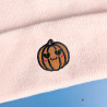 Bonnet rose pastel brodé citrouille mignonne, idéal pour un look Halloween kawaii