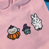 Sweat kawaii Halloween brodé avec lapin fantôme, canard citrouille, grenouille sorcière, disponible en noir