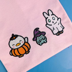 T-shirt brodé TRIO HALLOWEEN kawaii oversize unisexe à manches courtes 🎃🧙‍♀️👻