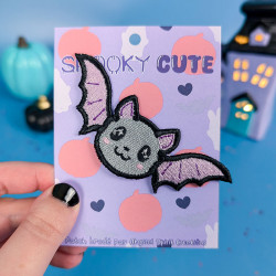 Patch brodé chauve-souris mignonne, style kawaii Halloween