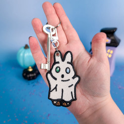 Porte-clé lapin kawaii déguisé en fantôme pour Halloween