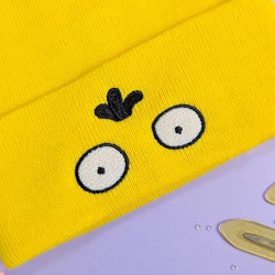 Bonnet à revers brodé Psykokwak Pokemon couleur jaune