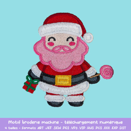 Motif broderie père Noël kawaii barbe barbe à papa pour créations Motif broderie père Noël kawaii barbe barbe à papa pour créations