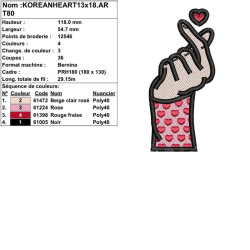 Motif broderie signe cœur coréen idéal pour vêtements et décorations