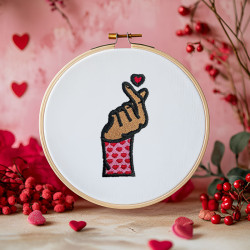 Broderie machine Korean Heart main cœur coréen pour créations textiles