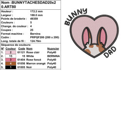 Téléchargez broderie Bunny Dad lapin tacheté cœur pour projets textiles mignons