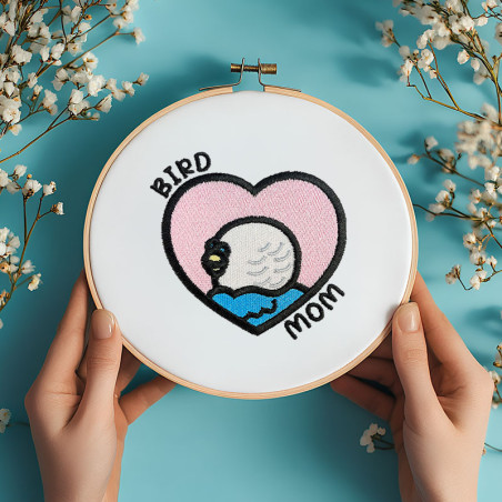 Motif de broderie machine à télécharger - Bird Mom - Perruche 🦜💙
