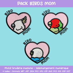 Pack broderie Birds Mom trois motifs à télécharger à prix réduit