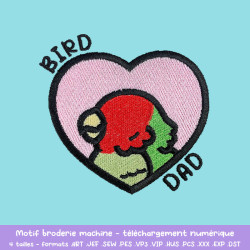 Téléchargez pack broderie Birds Parents six oiseaux pour textile DIY