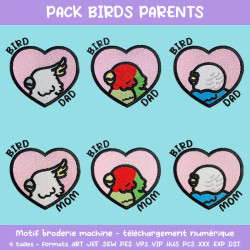 Pack broderie Birds Parents six motifs à télécharger à prix réduit