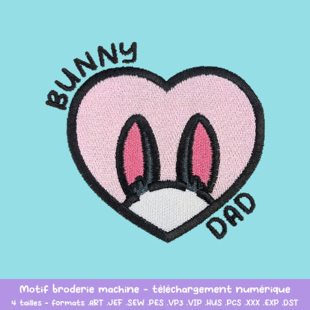 Pack de motifs broderie à télécharger - Bunnies Dad - Pack 3 motifs à prix réduit 🐰💙