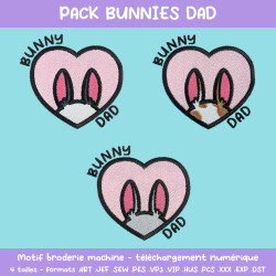 Pack broderie Bunnies Dad trois motifs à télécharger à prix réduit