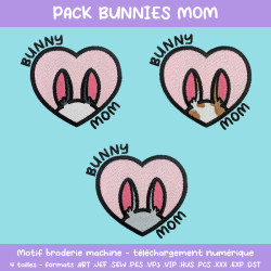 Pack broderie Bunnies Mom trois motifs à télécharger à prix réduit