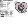 Broderie Cat Dad cœur et patte de chat bicolore pour vêtements et décorations