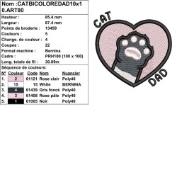 Téléchargez broderie Cat Dad chat bicolore parfait pour accessoires personnalisés