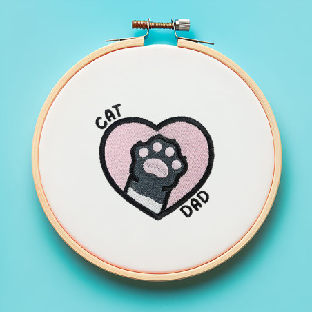 Motif de broderie machine à télécharger - Cat Dad - Chat Bicolore 🐱💙