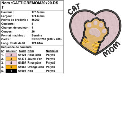 Téléchargez broderie Cat Mom chat tigré parfait pour accessoires personnalisés