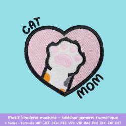 Téléchargez pack broderie Cats Mom cinq chats pour créations textiles
